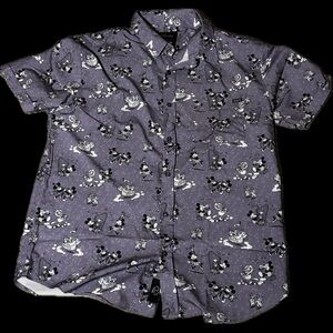 RSVLTS Mickey Mouse Purple Short Sleeve Button-Up Shirt XL